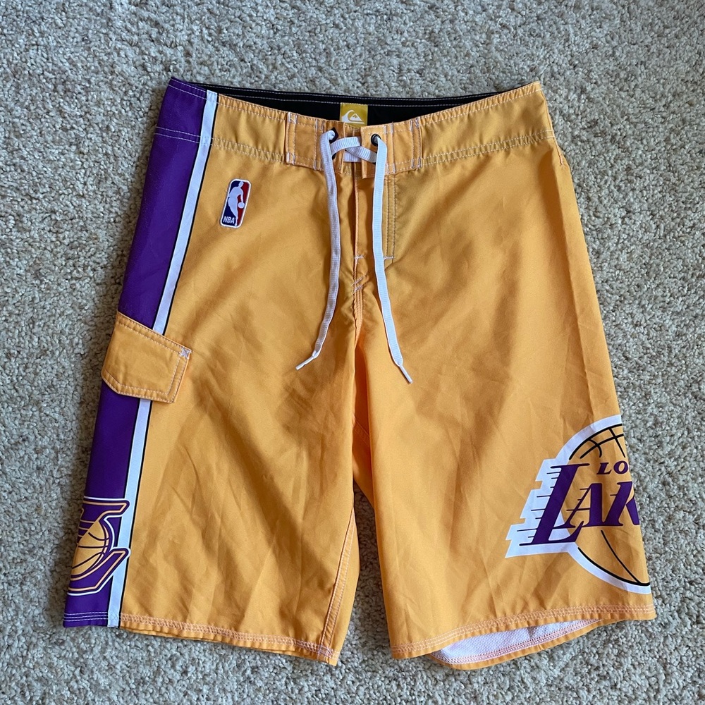 NBA Los Angeles Lakers Quicksilver Swim Trunks Size 29x18